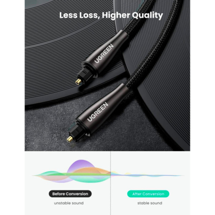 Кабель мультимедійний Optical Toslink 3.0m AV108 black Ugreen (10541)