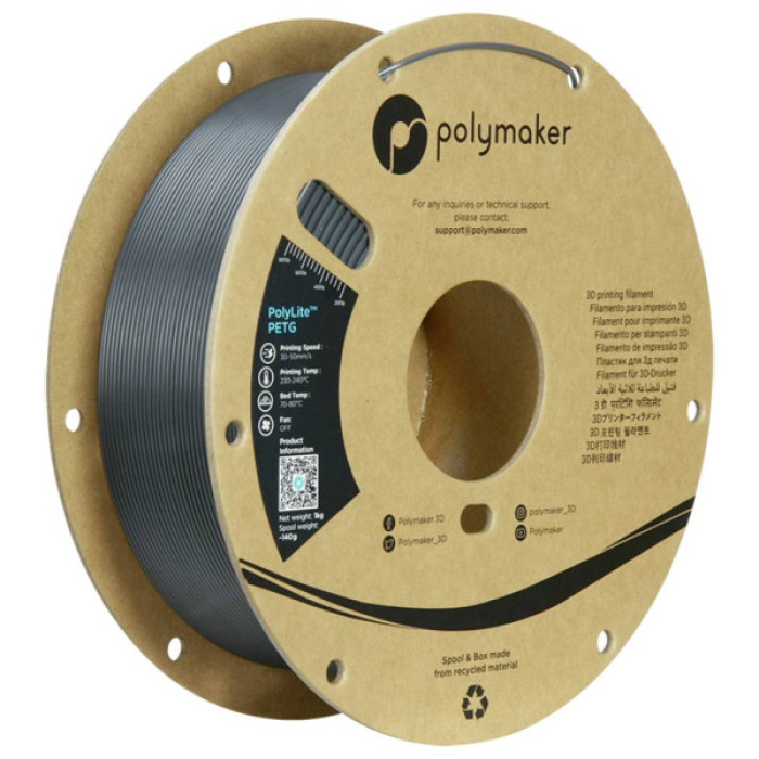 Пластик для 3D-принтера Polymaker PETG 1,75mm 1kg DARK GREY (PB01056)
