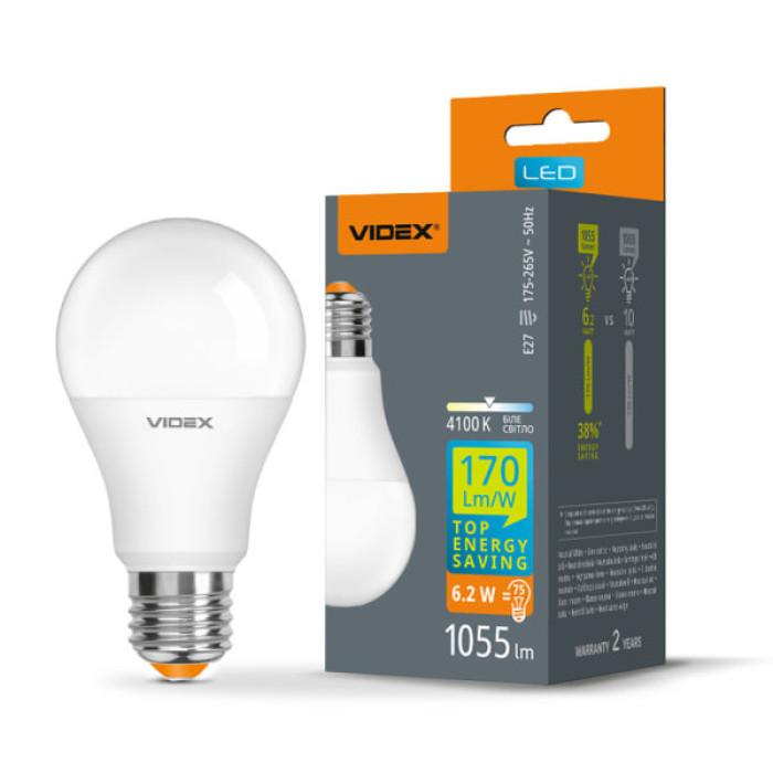 Лампочка Videx LED A60h 6.2W E27 4100K (VL-A60h-62274)