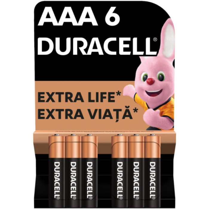 Батарейка Duracell AAA лужні 6 шт. в упаковці (5000394107472 / 81483511)