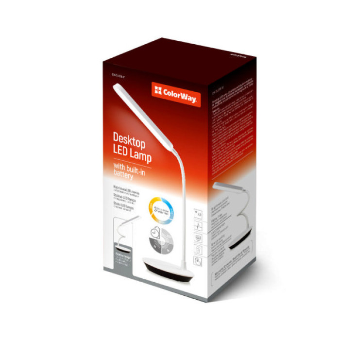 Настільна лампа ColorWay Portable & Flexible 360, 4W, battery 1800 mAh (CW-DL12FB-W)