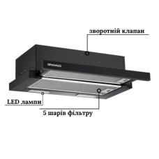 Витяжка кухонна GRANADO Telde 602-450 black (GCH316211)