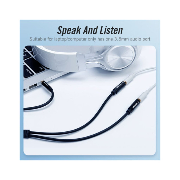 Кабель мультимедійний 3.5mm M to 2x3.5mm F (4pin) Vention (BBVBY)