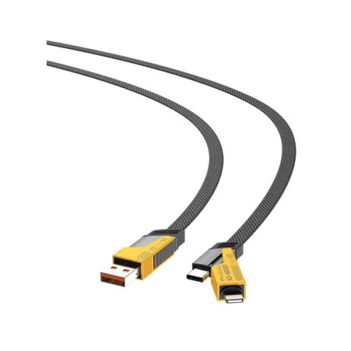 Дата кабель USB 2.0 AM to USB-C + USB 2.0 AM to Lightning 1.0m 60W black XO (NB283_4-in-1_Black)