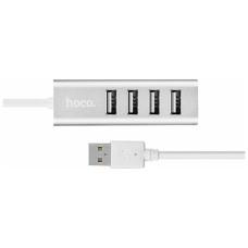 Концентратор HOCO USB 2.0 to 4xUSB Line machine HB1 Silver (6957531038146)