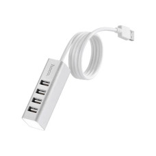 Концентратор HOCO USB 2.0 to 4xUSB Line machine HB1 Silver (6957531038146)