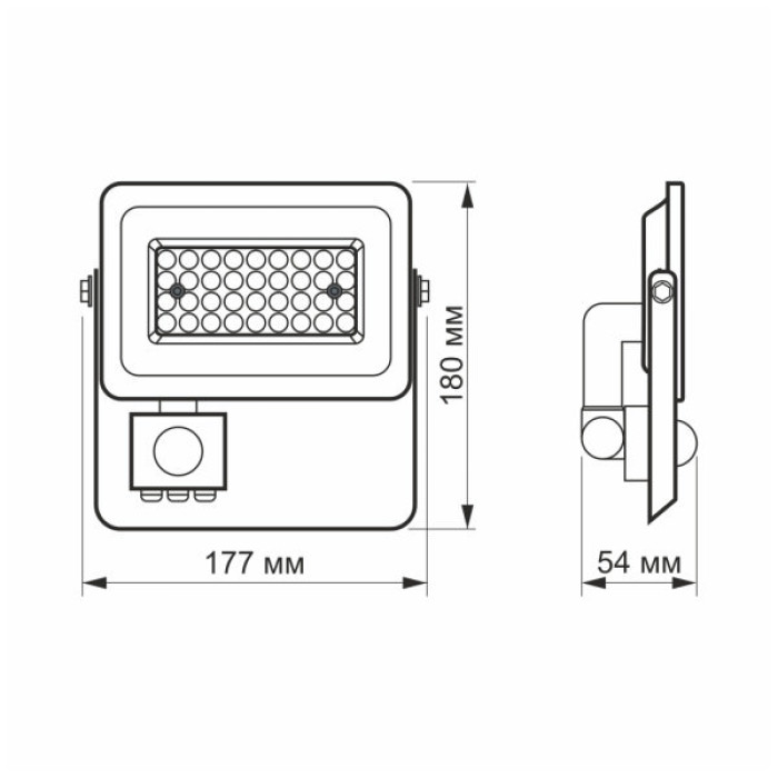 Прожектор Videx LED 30W 5000K з датчиком руху (VL-F2e305W-S)