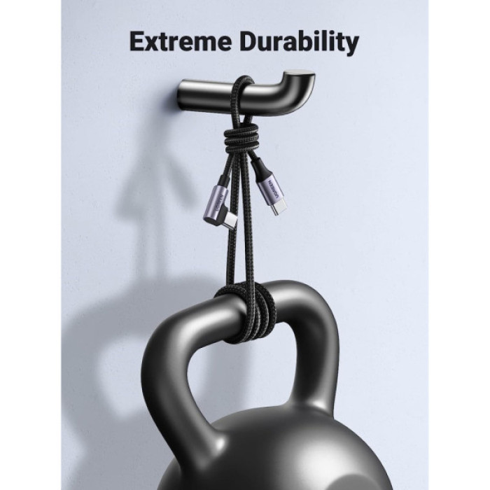 Дата кабель USB-C to USB-C 3.0m 60W US255 90-degree Angle Black Ugreen (80714)