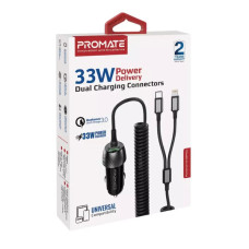 Зарядний пристрій Promate 33W USB-C + Lightning cables + USB-A port (powerdrive-33pdci.black)