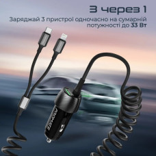 Зарядний пристрій Promate 33W USB-C + Lightning cables + USB-A port (powerdrive-33pdci.black)