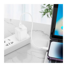 Дата кабель USB-C to Lightning 0.25m Hyper PD X96 white HOCO (6942007609371)