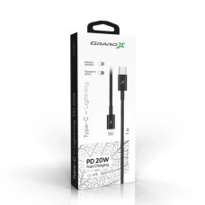Дата кабель USB-C to Lightning 1.0m 60W black Grand-X (CL-08B)