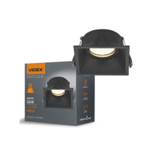 Світильник точковий Videx під лампу GU10 врізний Квадрат Чорний (VL-SPF09S-B)