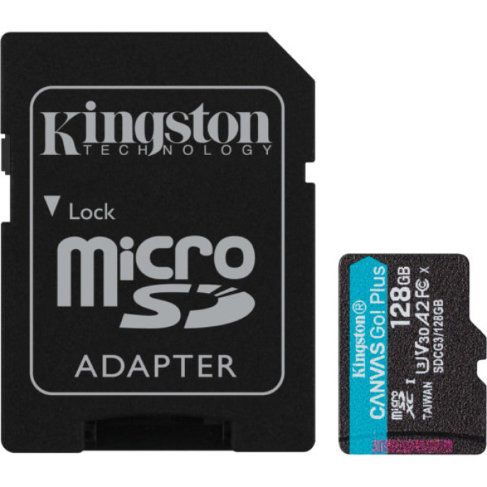Карта пам'яті Kingston 128GB microSDXC сlass 10 UHS-I U3 V30 A2 Canvas Go Plus G4 (SDCG4/128GB)