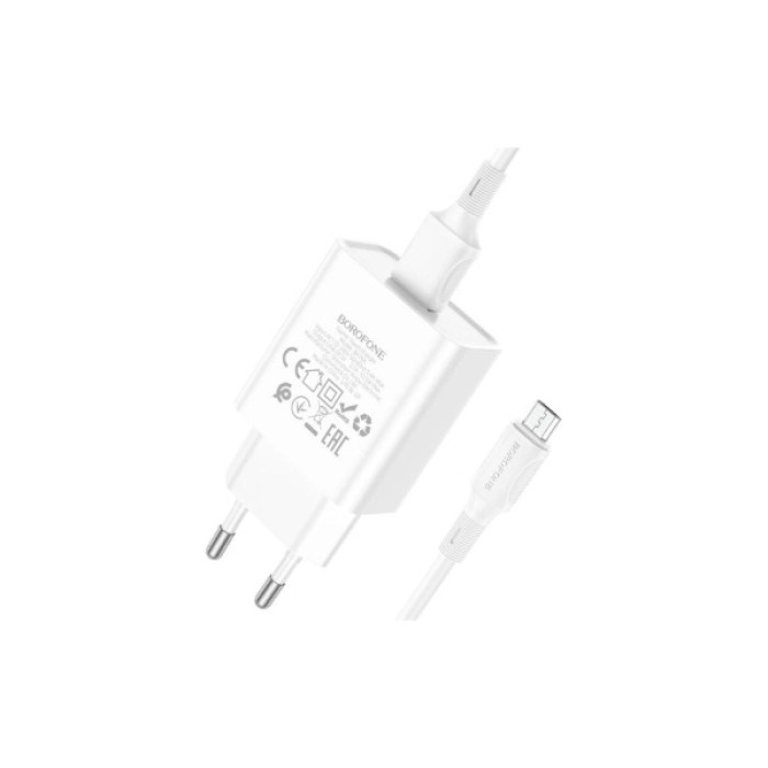 Зарядний пристрій BOROFONE BA74A Aspirer USB + cable USB to Micro 5P White (6974443388664)