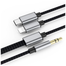 Кабель мультимедійний 3.5mm M to USB-C + Lightning 1.15m XoKo (XK-MH-232)