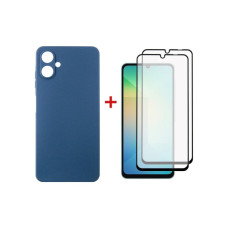 Чохол до мобільного телефона Dengos Kit Samsung Galaxy A06 Carbon + 2 pcs glass (Blue) (DG-CTG2P-06)