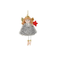 Ялинкова іграшка Chomik Фея хутро 8х16 см, сіра (5900779900554_2)