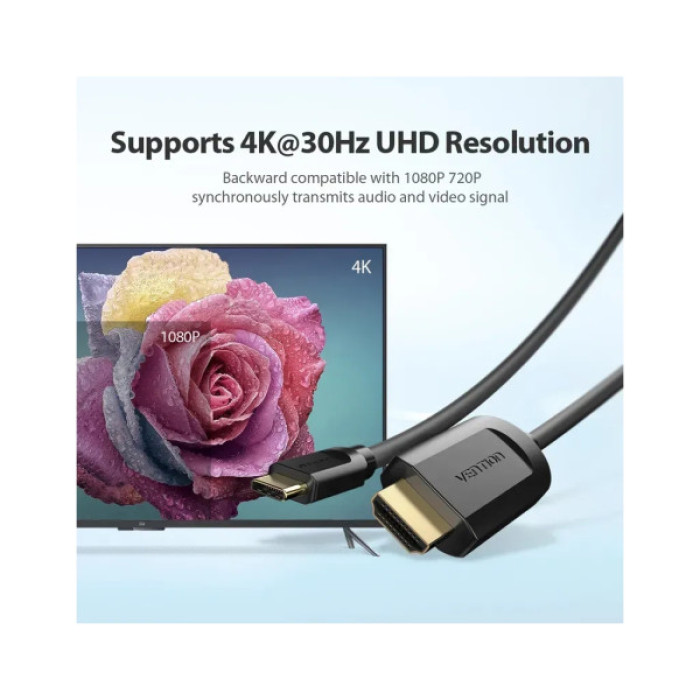 Кабель мультимедійний USB-C to HDMI M 1.5m black Vention (CGUBG)
