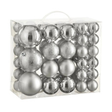 Ялинкова іграшка House Of Seasons Кульки Пластик 46 шт D4 см D6 см D8 см Сріблясті (8720967923458)