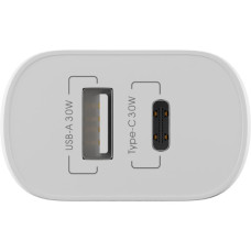Зарядний пристрій Globex 1xUSB + 1xUSB-C 30W FastPower white (30WAC)