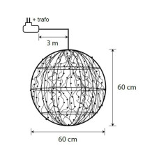 Прикраса декоративна Luca Lighting Куля Срібна мерехтлива D60 см 320 led (8718861660982)