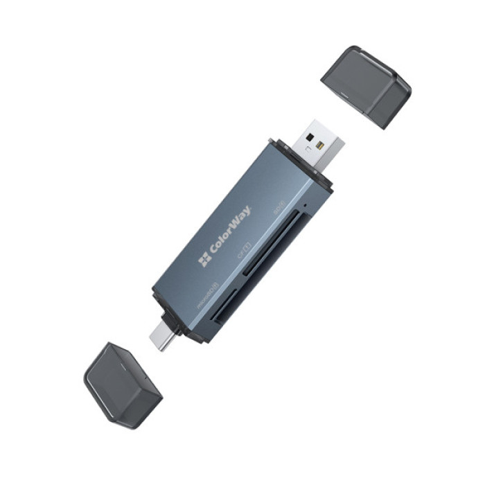 Зчитувач флеш-карт ColorWay USB 2.0/USB-C to CF/SD/MicroSD (CW-CR-01)