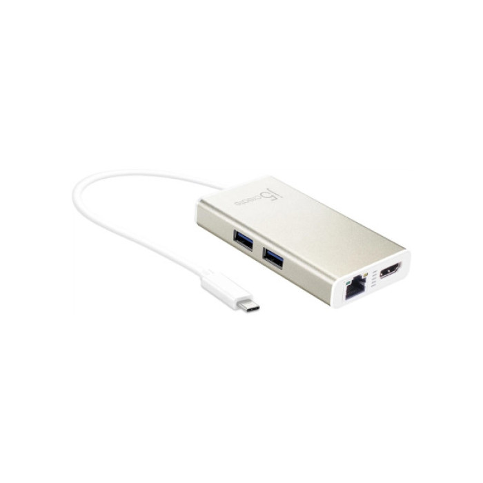 Концентратор J5create USB-C 5-in-1 2xUSB 3.0 + HDMI 4K + USB-C PD + RJ45 1000Mbps gray (JCA374-N)