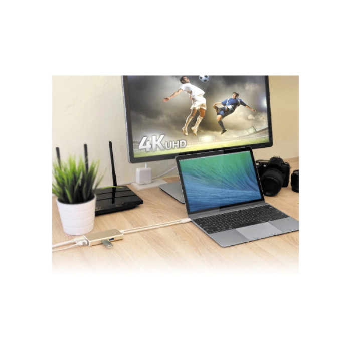 Концентратор J5create USB-C 5-in-1 2xUSB 3.0 + HDMI 4K + USB-C PD + RJ45 1000Mbps gray (JCA374-N)