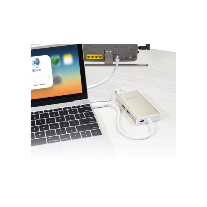 Концентратор J5create USB-C 5-in-1 2xUSB 3.0 + HDMI 4K + USB-C PD + RJ45 1000Mbps gray (JCA374-N)