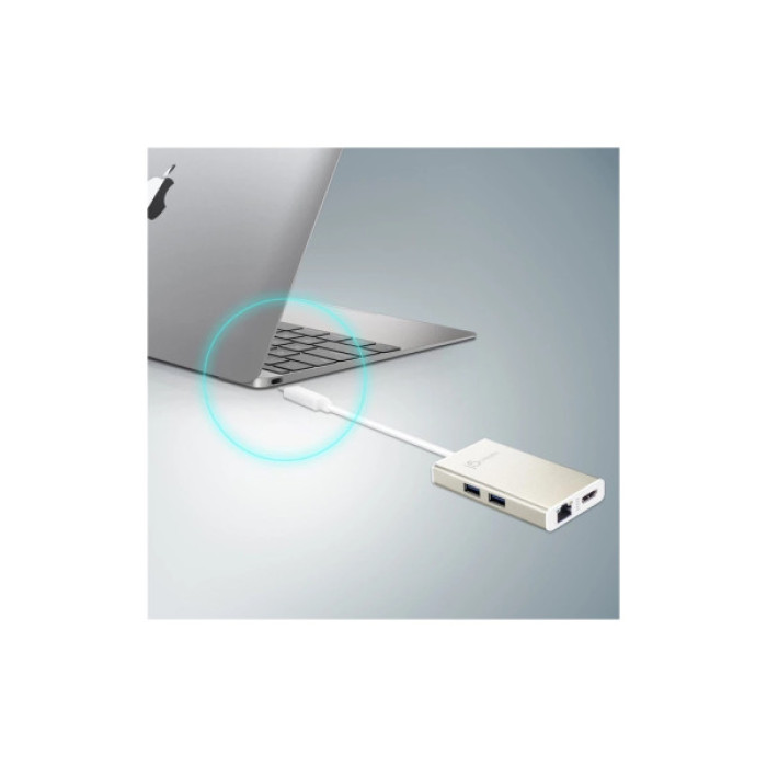 Концентратор J5create USB-C 5-in-1 2xUSB 3.0 + HDMI 4K + USB-C PD + RJ45 1000Mbps gray (JCA374-N)