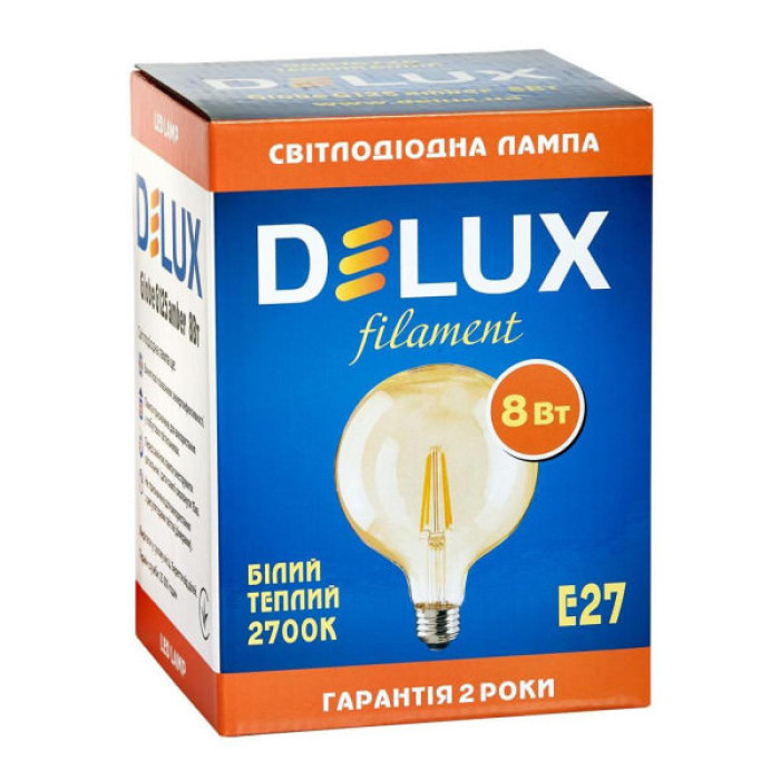 Лампочка Delux Globe G125 8Вт E27 2700К amber filament (90016726)