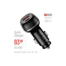 Зарядний пристрій ColorWay USB-C PD65W + USB QC3.0 car adapter (CW-CHA068PD-BK)