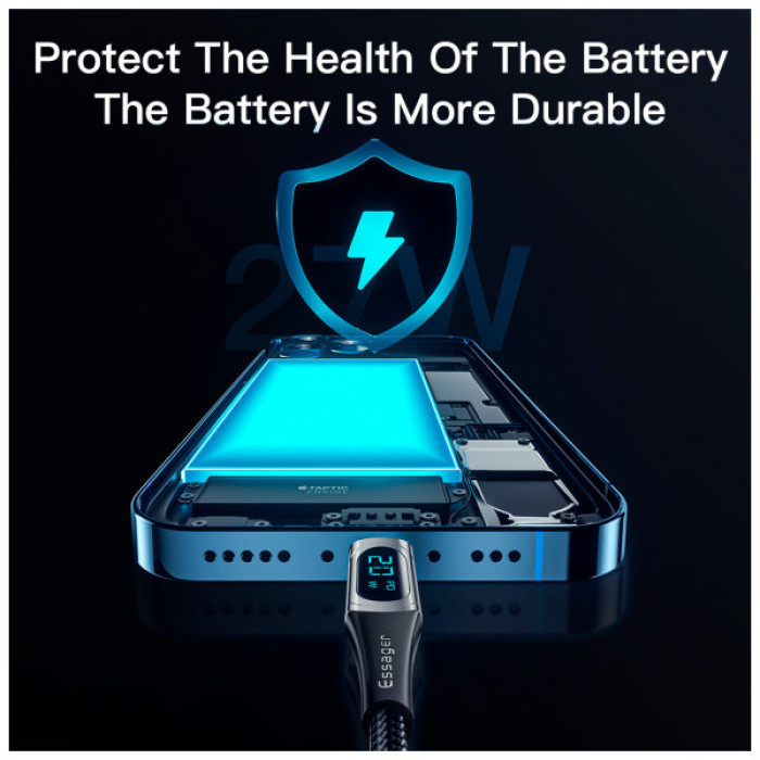 Дата кабель USB-C to Lightning 1.0m 20W Digital Display blue Essager (EXCTL-YD03)