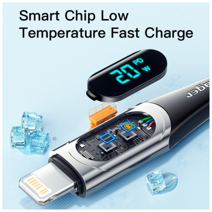 Дата кабель USB-C to Lightning 1.0m 20W Digital Display blue Essager (EXCTL-YD03)