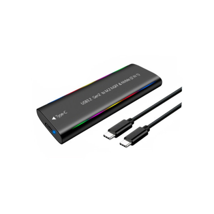 Кишеня зовнішня Dynamode M.2 SSD NVMe/SATA combo USB3.2 GEN2 Type-C aluminium black (DM-CAD-SSD10)