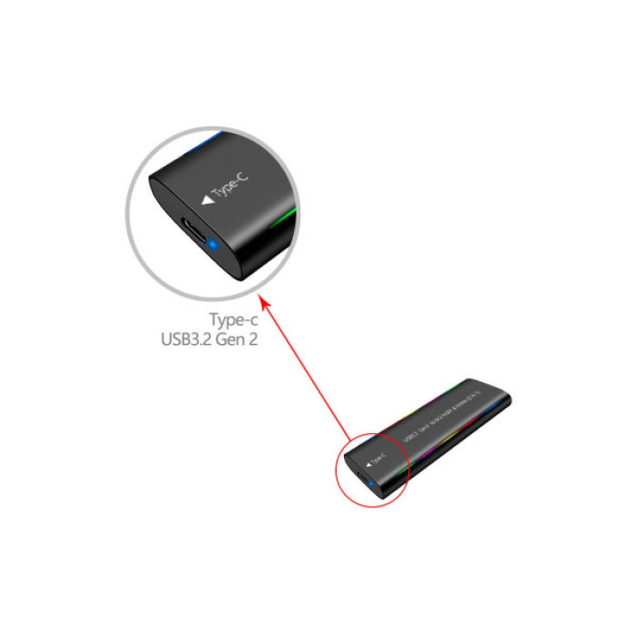 Кишеня зовнішня Dynamode M.2 SSD NVMe/SATA combo USB3.2 GEN2 Type-C aluminium black (DM-CAD-SSD10)