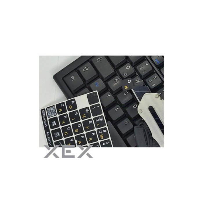 Наклейка на клавіатуру BestKey непрозора чорна, 76, жовтий (BKU13YEL/012)