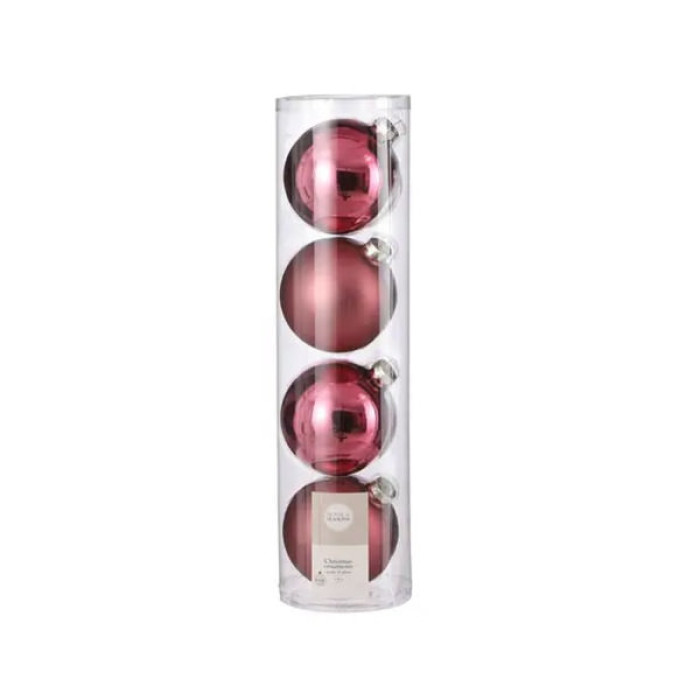 Ялинкова іграшка House Of Seasons Скляні кульки 4 шт D10 см Рожеві (8718861800487)