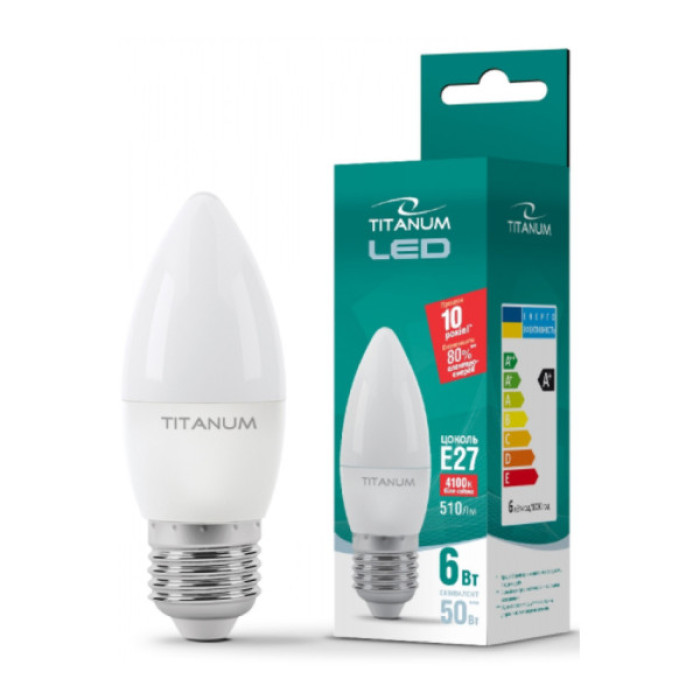 Лампочка TITANUM C37 6W E27 4100K 220V (TLС3706274)