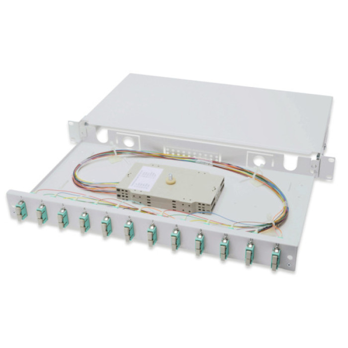 Патч-панель 1U 19", 12xSC duplex, incl, Splice Cass, OM3 Color Pigtails, Adapter Digitus (DN-96321/3)
