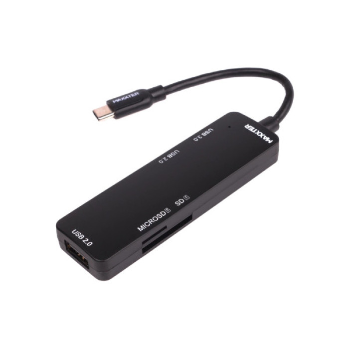 Концентратор Maxxter USB-C to 1xUSB 3.0 + 2xUSB 2.0 + SD/TF (HU3C-3PTF-01)