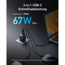 Зарядний пристрій Anker GaNPrime 67W 2xUSB-C PD + 1xUSB-A Black (A2669313)
