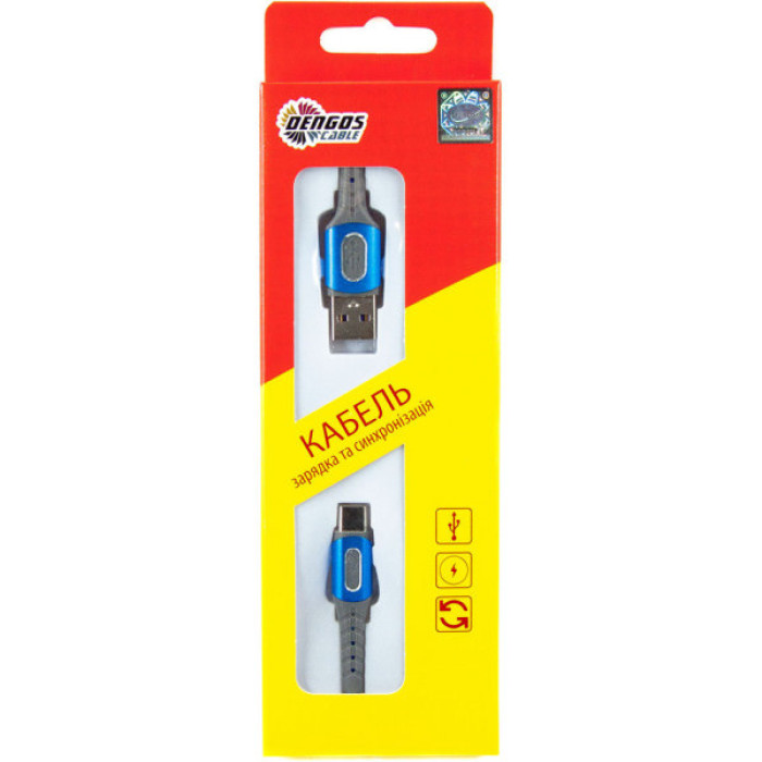 Дата кабель USB 2.0 AM to USB-C 1.0m blue Dengos (NTK-TC-LP-BLUE)