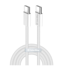 Дата кабель USB-C to USB-C 2.0m (braided cotton) (PD Fast Charging 60W) 3.0А grey ColorWay (CW-CBPDCC068-GR)