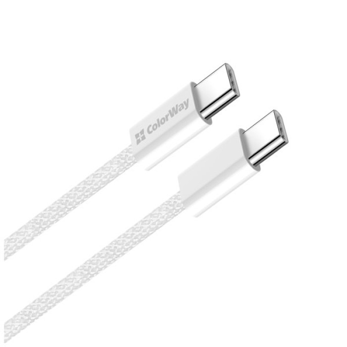 Дата кабель USB-C to USB-C 2.0m (braided cotton) (PD Fast Charging 60W) 3.0А grey ColorWay (CW-CBPDCC068-GR)