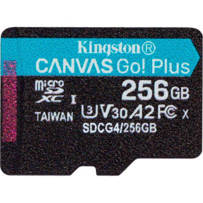 Карта пам'яті Kingston 256GB microSDXC сlass 10 UHS-I U3 V30 A2 Canvas Go Plus G4 (SDCG4/256GBSP)