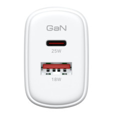 Зарядний пристрій Armorstandart 1xUSB-C + 1xUSB 25W GaN white (ARM89532)