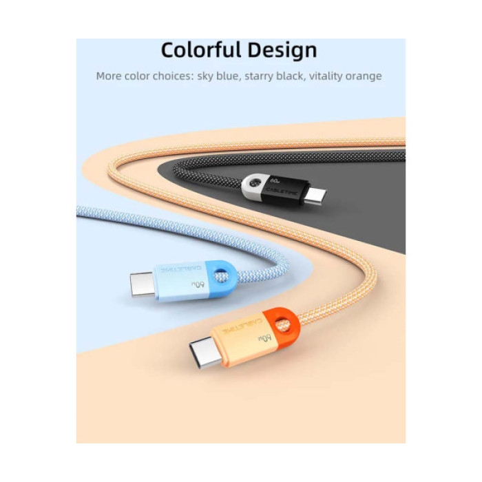 Дата кабель USB-C to USB-C 1.0m PD60W Cabletime (CA915743)