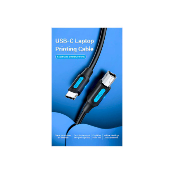 Кабель для принтера USB-C 2.0 to BM 2.0m 2.4А 480Mbps Vention (CQUBH)